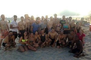 foreign students at ipanema beach