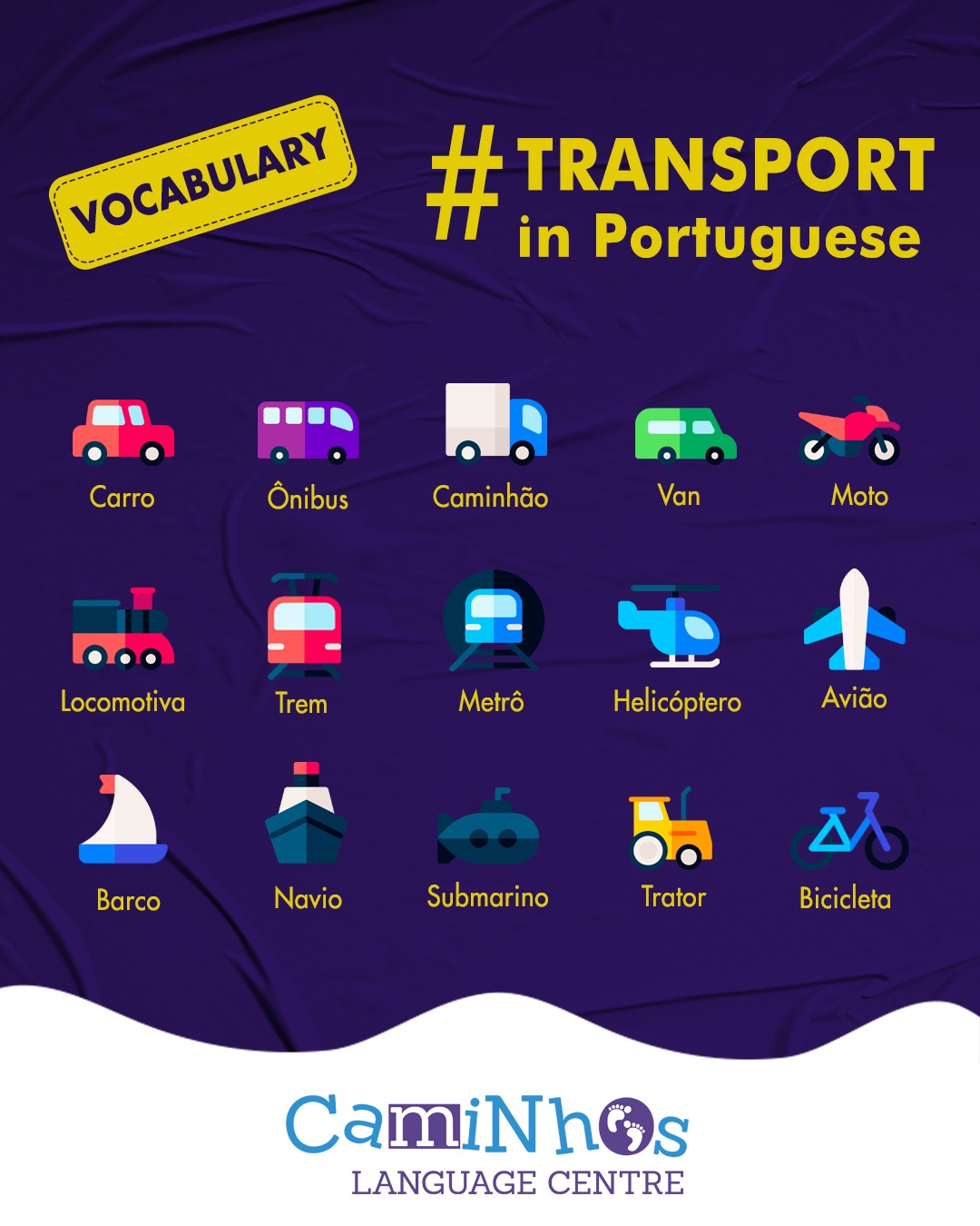 meios de transporte em português
